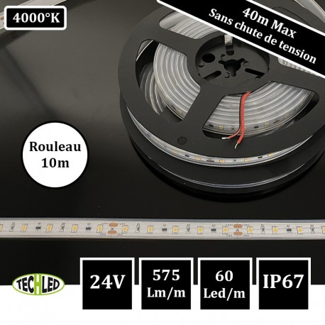 BANDE LED 24V SMD2835 60LEDs/m CC_Strip 4.8W/m 4000°K IP67 10m