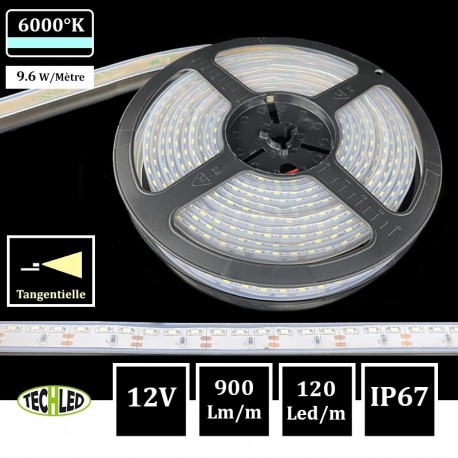 BANDE LED 12V Tangentielle - SMD335 - 120LEDs/m 9.6W/m 6000°K 5m IP67